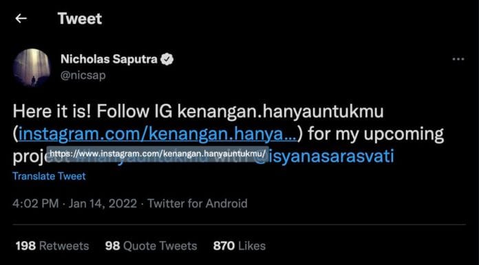 Twitter Nicholas Saputra