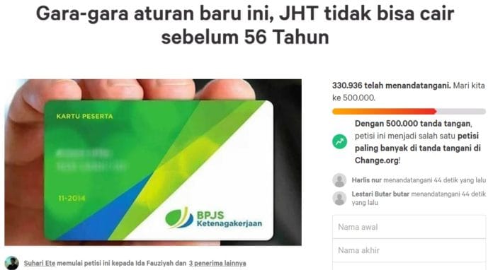 Petisi Menolak JHT 56 tahun