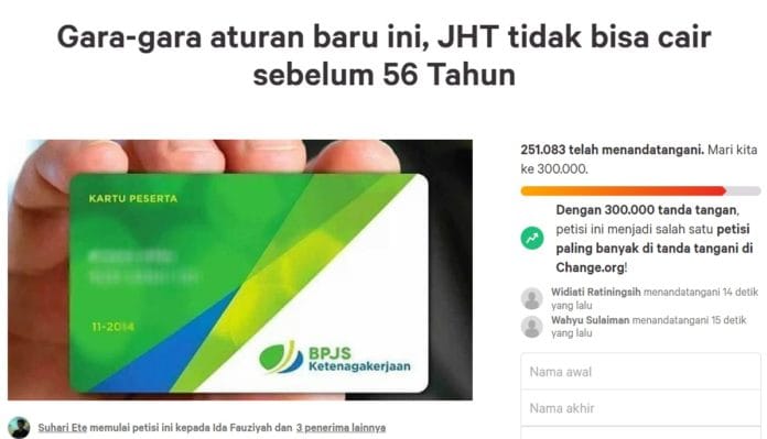 PETISI MENOLAK JHT 56 TAHUN