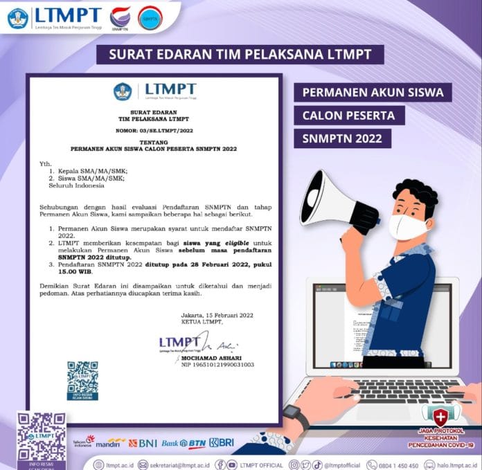 simpan akun permanen siswa LTMPT