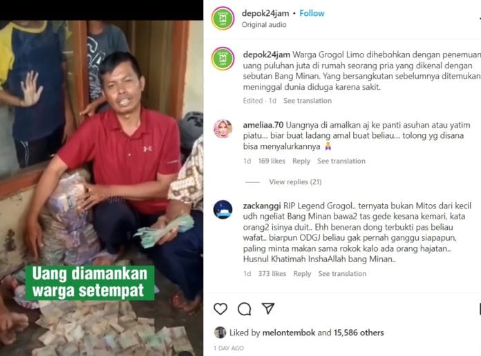 Bang Minan Warga Limo Depok yang Disebut ODGJ Meninggal, Wariskan Uang Ratusan Juta Rupiah di Rumahnya