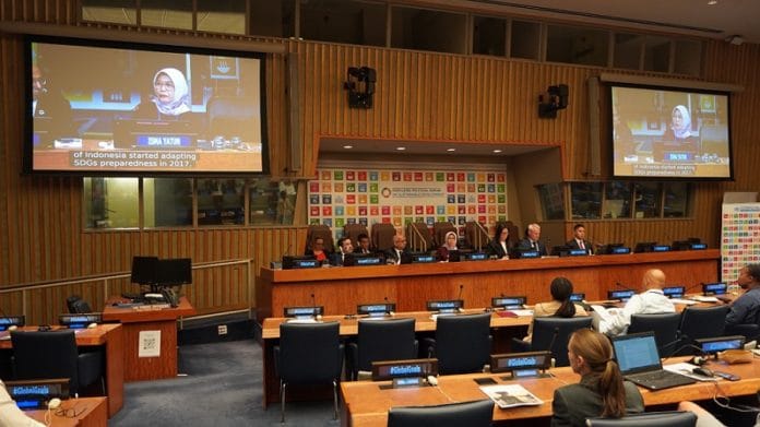 Ketua BPK Isma Yatun berbicara dalam pertemuan High-Level Event pada peluncuran SDG Report 2023 Special Edition di markas besar PBB New York, Senin 10 Juli 2023
