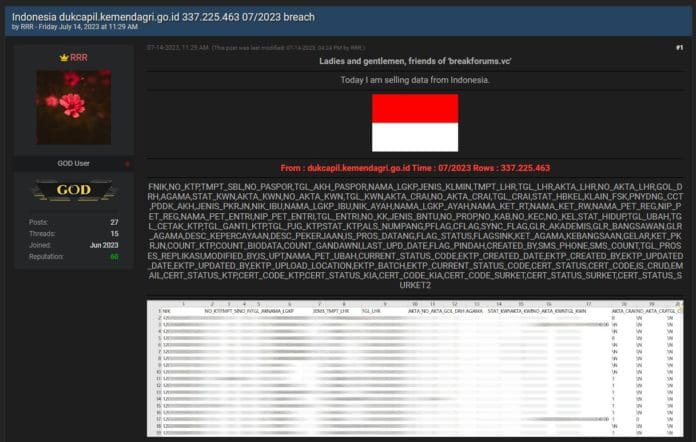 data kependudukan bocor PARAH! Nama, NIK, KK, dan Akta Lahir Kita Diduga Bocor, Ada 337 Juta Data yang Diperjualbelikan