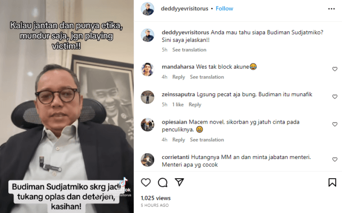 Deddy Yevri Hanteru Sitorus menyebut Budiman Sudjatmiko sebagai aktor yang pintar bermain sinetron dan playing victim usai dirinya nyatakan dukungan ke Prabowo Subianto.