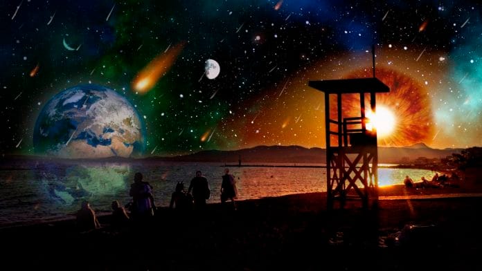 Foto ilustrasi hujan meteor perseid.