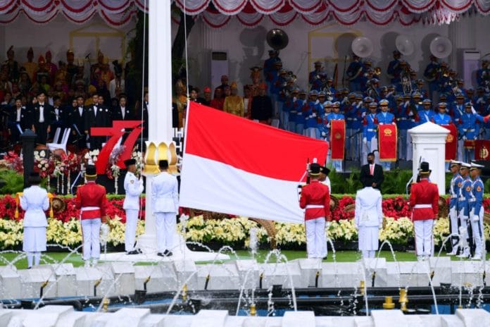 Upacara HUT RI ke 77 di Istana Negara.
