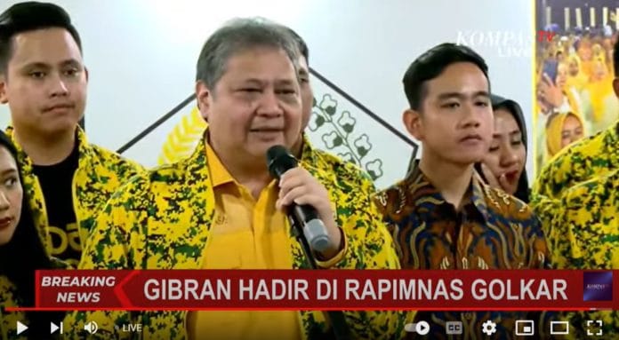 Partai Golkar Resmi Usung Gibran Rakabuming jadi Bakal Cawapres Prabowo Subianto/tangkapan layar Kompas TV