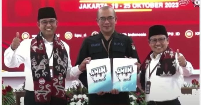 anies muhaimin Pasangan AMIN bersama Ketua KPU RI