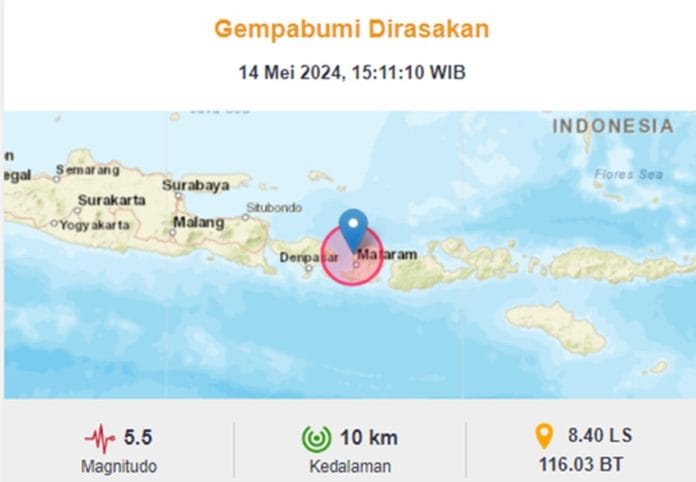 Gempa Skala Magnitudo 5,5 Guncang Lombok Utara, Tidak Berpotensi Tsunami